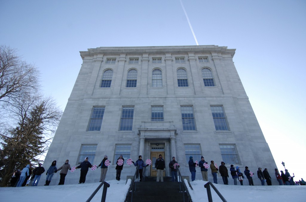 Several hundred marchers stretched around the State Capitol Building in Augusta Saturday afternoon to recognize and mourn the 1973 Supreme Court Decision of Roe vs. Wade. They also called on people to oppose the Freedom of Choice Act which would remove restrictions on abortion natonwide. Several hundred marchers stretched around the State Capitol Building in Augusta Saturday afternoon to recognize and mourn the 1973 Supreme Court Decision of Roe vs. Wade. They also called on people to oppose the Freedom of Choice Act which would remove restrictions on abortion natonwide.