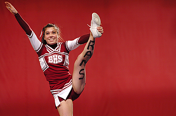 Bangor's Elizabeth York displays her school spirit as she's lifted during the Class A State Championship at Bangor Auditorium on Saturday, Feb. 7, 2009. The Rams placed third with 159.7 points. Buy Photo Bangor's Elizabeth York displays her school spirit as she's lifted during the Class A State Championship at Bangor Auditorium on Saturday, Feb. 7, 2009. The Rams placed third with 159.7 points. Buy Photo