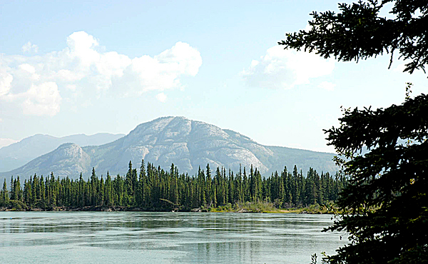 Mount Sam McGee rises from the spruce and fir forest where the Yukon River meets Lake Labarge. (Julia Bayly photo) Mount Sam McGee rises from the spruce and fir forest where the Yukon River meets Lake Labarge. (Julia Bayly photo)