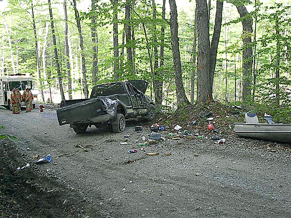 Shirley accident. (photo: courtesy of Piscataquis County Sheriffs Dept.) Shirley accident. (photo: courtesy of Piscataquis County Sheriffs Dept.)