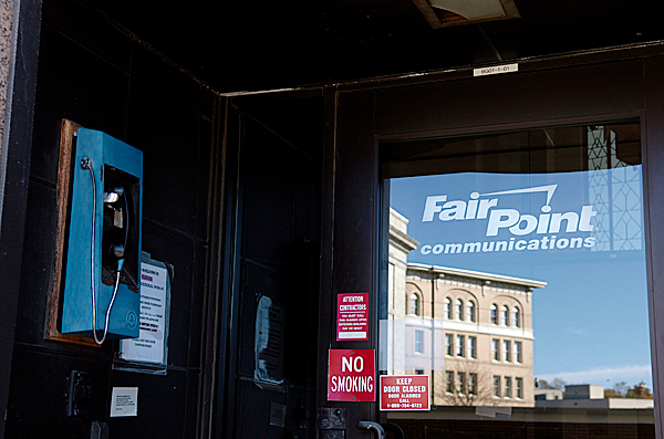 (BANGOR DAILY NEWS PHOTO BY BRIDGET BROWN)
CAPTION
FairPoint Communications' Bangor office entrance is seen in this photo taken Monday, Oct. 26, 2009, the day the company announced its filing for voluntary Chapter 11 bankruptcy. FairPoint owns and operates phone companies in 18 states, though its largest holdings are in Maine, New Hampshire and Vermont, where it bought Verizon Communications Inc.'s land lines and Internet network for $2.3 billion in 2008. (Bangor Daily News/Bridget Brown) (BANGOR DAILY NEWS PHOTO BY BRIDGET BROWN)
CAPTION
FairPoint Communications' Bangor office entrance is seen in this photo taken Monday, Oct. 26, 2009, the day the company announced its filing for voluntary Chapter 11 bankruptcy. FairPoint owns and operates phone companies in 18 states, though its largest holdings are in Maine, New Hampshire and Vermont, where it bought Verizon Communications Inc.'s land lines and Internet network for $2.3 billion in 2008. (Bangor Daily News/Bridget Brown)