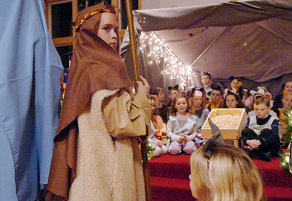 Children including Zack Ireland, 8, (left) as Joseph, participate in the United Methodist Church of Old Town's Christmas pageant on Sunday, Dec. 13, 2009. (Bangor Daily News/Bridget Brown) Children including Zack Ireland, 8, (left) as Joseph, participate in the United Methodist Church of Old Town's Christmas pageant on Sunday, Dec. 13, 2009. (Bangor Daily News/Bridget Brown)