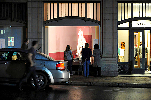 Art lovers flock to 15 State Street in Bangor to view the work from students at the University of Maine's Intermedia Master of Fine Arts program during Downtown Bangor Arts Walk on Friday, November 20, 2009. BANGOR DAILY NEWS PHOTO BY KEVIN BENNETT Art lovers flock to 15 State Street in Bangor to view the work from students at the University of Maine's Intermedia Master of Fine Arts program during Downtown Bangor Arts Walk on Friday, November 20, 2009. BANGOR DAILY NEWS PHOTO BY KEVIN BENNETT