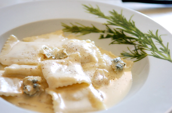 Abby Freethy's ravioli with a garlic cream sauce topped with gorgonzola cheese is seen at her Greenville kitchen Wednesday, March 10, 2010. (Bangor Daily News/Bridget Brown) Abby Freethy's ravioli with a garlic cream sauce topped with gorgonzola cheese is seen at her Greenville kitchen Wednesday, March 10, 2010. (Bangor Daily News/Bridget Brown)