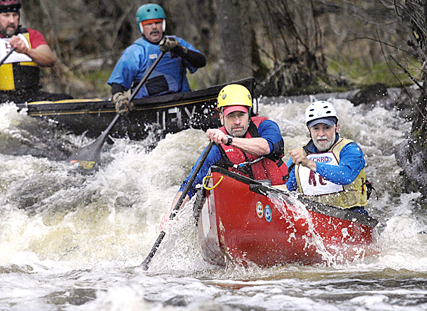The Dedham duo of Bob Martin and Eric Taylor set their sights under the bridge as they pass over the fall at Emerson MIll Road on the Souadabscook Stream canoe race, Saturday, April 10, 2010. Bangor Daily News/Michael C. York The Dedham duo of Bob Martin and Eric Taylor set their sights under the bridge as they pass over the fall at Emerson MIll Road on the Souadabscook Stream canoe race, Saturday, April 10, 2010. Bangor Daily News/Michael C. York