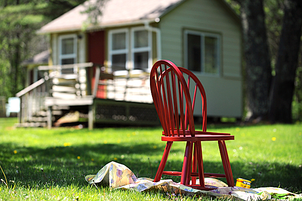 Two kitchen chairs dry in the sun after being painted by University of Illinois interior design students on Thursday, May 13, 2010 at Bay Leaf Cottages in Lincolnville. BANGOR DAILY NEWS PHOTO BY KEVIN BENNETT Two kitchen chairs dry in the sun after being painted by University of Illinois interior design students on Thursday, May 13, 2010 at Bay Leaf Cottages in Lincolnville. BANGOR DAILY NEWS PHOTO BY KEVIN BENNETT