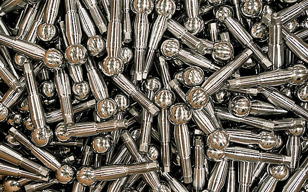 Unfinished ball joint parts sit on the process line at the Lemforder plant. (BANGOR DAILY NEWS PHOTO BY MICHAEL C. YORK)
CAPTION
Unfinished ball-joint parts on the process line in the Lemforder plant in Brewer, Maine, Thursday, August 13, 2009. Bangor Daily News/Michael C. York Unfinished ball joint parts sit on the process line at the Lemforder plant. (BANGOR DAILY NEWS PHOTO BY MICHAEL C. YORK)
CAPTION
Unfinished ball-joint parts on the process line in the Lemforder plant in Brewer, Maine, Thursday, August 13, 2009. Bangor Daily News/Michael C. York