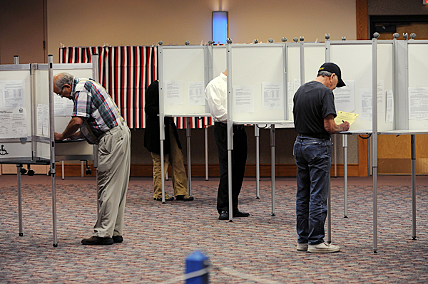 Voters fill out ballots at the Bangor Civic Center on Tuesday, June 8, 2010. Voters take to the polls today to determine who will compete for the governorship of Maine in November. BANGOR DAILY NEWS PHOTO BY KEVIN BENNETT Voters fill out ballots at the Bangor Civic Center on Tuesday, June 8, 2010. Voters take to the polls today to determine who will compete for the governorship of Maine in November. BANGOR DAILY NEWS PHOTO BY KEVIN BENNETT