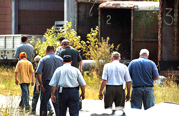 Bidders leave a warehouse at Moosehead Furniture in Monson on Tuesday, August 31, 2010 after a $1.1 million dollar bid by business woman Louise Jonaitis cancelled all other bidding. Some bidders came from as far away as Michigan. (Bangor Daily News/Kevin Bennett) Bidders leave a warehouse at Moosehead Furniture in Monson on Tuesday, August 31, 2010 after a $1.1 million dollar bid by business woman Louise Jonaitis cancelled all other bidding. Some bidders came from as far away as Michigan. (Bangor Daily News/Kevin Bennett)