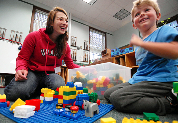 Luelen Suchan, University of Maine education major, laughs with a three-year-old while working in a laboratory class of pre-schoolers at the Katherine Miles Durst Child Development Learning Center on U Maine's Orono campus Friday morning, September 17, 2010. Suchan is a first generation college student who has had support from TRIO, a federally funded program designed to increase college retention and graduation rates. (NOTE TO EDITORS: The parent and administrators asked that we not provide his name but we can include him in the photo.) (Bangor Daily News/John Clarke Russ) Luelen Suchan, University of Maine education major, laughs with a three-year-old while working in a laboratory class of pre-schoolers at the Katherine Miles Durst Child Development Learning Center on U Maine's Orono campus Friday morning, September 17, 2010. Suchan is a first generation college student who has had support from TRIO, a federally funded program designed to increase college retention and graduation rates. (NOTE TO EDITORS: The parent and administrators asked that we not provide his name but we can include him in the photo.) (Bangor Daily News/John Clarke Russ)