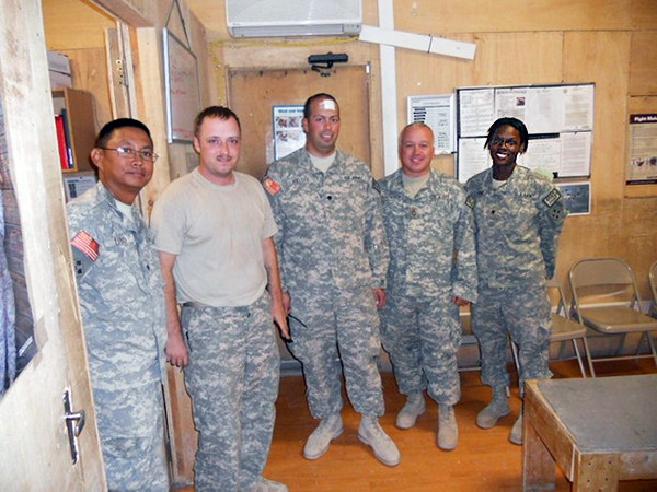 Camp Stone Medics Photo courtesy of Ghost Squadron 2. Sgt. Ryan Hand, second from left and SFC Robert Rushworth, fourth from left with fellow soldiers of the U. S. Army's Troop 7-10th CAV in Herat, Afghanistan. Camp Stone Medics Photo courtesy of Ghost Squadron 2. Sgt. Ryan Hand, second from left and SFC Robert Rushworth, fourth from left with fellow soldiers of the U. S. Army's Troop 7-10th CAV in Herat, Afghanistan.