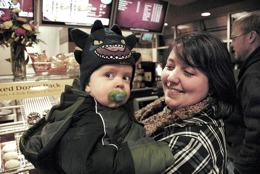 Reuben Langley awaits in line with his mother, Kristy Langley of Lincoln, at the new Tim Hortons in Lincoln on Wednesday, Nov. 24, 2010. (Bangor Daily News/ Nick Sambides Jr.) Reuben Langley awaits in line with his mother, Kristy Langley of Lincoln, at the new Tim Hortons in Lincoln on Wednesday, Nov. 24, 2010. (Bangor Daily News/ Nick Sambides Jr.)