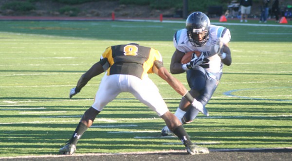 Pushaun Brown ran for 101 yards against Towson to lead the Black Bears to a 28-18 victory. Pushaun Brown ran for 101 yards against Towson to lead the Black Bears to a 28-18 victory.