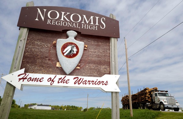 The Nokomis REgional HighSchool's sign in the median between Williams and Newport roads in Newport. "We want to be respectful and dignified without having caricatures or undignified act," said principal Mary Nadeau of the school's Native American image and "warrior" nickname. "This can provide a good teaching opportunity," she added. (BANGOR DAILY NEWS PHOTO BY JOHN CLARKE RUSS)
CAPTION
Nokomis Regional High School sign, displaying its Native American image and " warrior" nickname, stands in ithe median between Williams Road and Newport Road in Newport, Maine. "We want to be respectful and dignified without having caricatures or undignified acts, " says the school's principal Mary Nadeau of the school's Native American icon and "warrior'' nickname. "This can provide a good teaching opportunity, " she added. (Bangor Daily News/John Clarke Russ) The Nokomis REgional HighSchool's sign in the median between Williams and Newport roads in Newport. "We want to be respectful and dignified without having caricatures or undignified act," said principal Mary Nadeau of the school's Native American image and "warrior" nickname. "This can provide a good teaching opportunity," she added. (BANGOR DAILY NEWS PHOTO BY JOHN CLARKE RUSS)
CAPTION
Nokomis Regional High School sign, displaying its Native American image and " warrior" nickname, stands in ithe median between Williams Road and Newport Road in Newport, Maine. "We want to be respectful and dignified without having caricatures or undignified acts, " says the school's principal Mary Nadeau of the school's Native American icon and "warrior'' nickname. "This can provide a good teaching opportunity, " she added. (Bangor Daily News/John Clarke Russ)