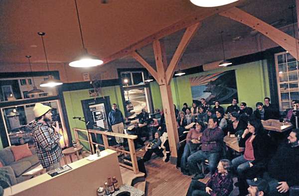 Storyteller Josh Melanson unveils his experience of decisions and choices to a crowd at Verve in Orono, Jan. 9, 2011. Storyteller Josh Melanson unveils his experience of decisions and choices to a crowd at Verve in Orono, Jan. 9, 2011.