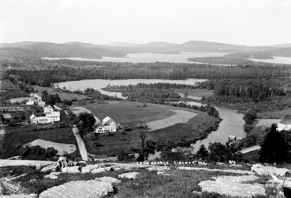 EIP 107517: Photo contributed by the Penobscot Marine Museum and caption contributed by Gail Philppi, Liberty Historical Society This photo of Liberty taken by the Eastern Illustrating & Publishing Company in the early 1900s is included in ?Waldo County Through the Eastern?s Eye" at the Allen and Sally Fernald Gallery at the University of Maine Hutchinson Center in Belfast through Apr. 30. Liberty was settled in the 1790s and was incorporated in 1827. Viewed from Haystack Mountain toward the present day Pinnacle Road (Route 220 South), the St. George River begins at the dam under Pinnacle Road. The Channel runs from the dam up to Little Lake St. George. An old legend states that the lake was called ?Andia Ta-Rock-Te? by the local Indians, though the meaning of the word has been lost. The farmhouse on the right of Pinnacle Road was originally the home of Timothy Copp. This is now gone and the fields have grown up. This was one of the earliest homes in Liberty. The small buildings at the bottom of Haystack Mountain at the dam and along the Channel were boat houses. This view is now obscured by trees.Contributed by: Gail Philppi, Liberty Historical Society EIP 107517: Photo contributed by the Penobscot Marine Museum and caption contributed by Gail Philppi, Liberty Historical Society This photo of Liberty taken by the Eastern Illustrating & Publishing Company in the early 1900s is included in ?Waldo County Through the Eastern?s Eye" at the Allen and Sally Fernald Gallery at the University of Maine Hutchinson Center in Belfast through Apr. 30. Liberty was settled in the 1790s and was incorporated in 1827. Viewed from Haystack Mountain toward the present day Pinnacle Road (Route 220 South), the St. George River begins at the dam under Pinnacle Road. The Channel runs from the dam up to Little Lake St. George. An old legend states that the lake was called ?Andia Ta-Rock-Te? by the local Indians, though the meaning of the word has been lost. The farmhouse on the right of Pinnacle Road was originally the home of Timothy Copp. This is now gone and the fields have grown up. This was one of the earliest homes in Liberty. The small buildings at the bottom of Haystack Mountain at the dam and along the Channel were boat houses. This view is now obscured by trees.Contributed by: Gail Philppi, Liberty Historical Society