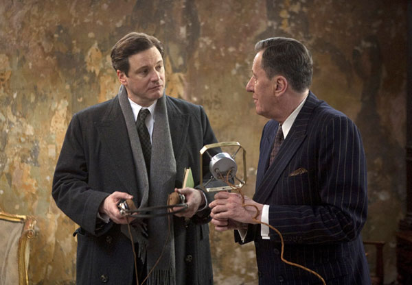 In this film publicity image released by The Weinstein Company, Collin Firth (left) and Geoffrey Rush are shown in a scene from "The King's Speech." The film was nominated for 12 Academy Awards on Tuesday, including best picture, best director, best supporting actress, Firth for best actor and Rush for best supporting actor. The Oscars will be presented Feb. 27 at the Kodak Theatre in Hollywood. In this film publicity image released by The Weinstein Company, Collin Firth (left) and Geoffrey Rush are shown in a scene from "The King's Speech." The film was nominated for 12 Academy Awards on Tuesday, including best picture, best director, best supporting actress, Firth for best actor and Rush for best supporting actor. The Oscars will be presented Feb. 27 at the Kodak Theatre in Hollywood.