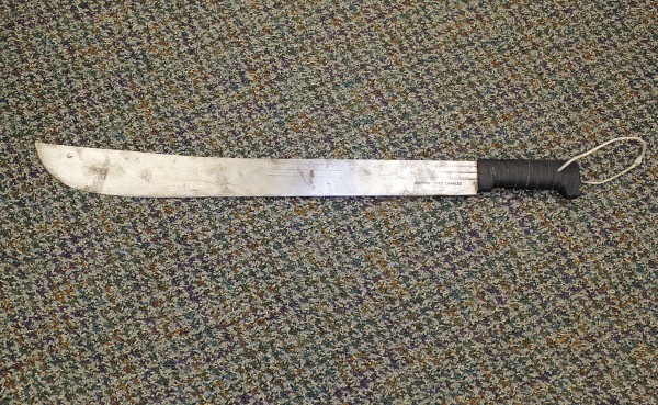 A man reportedly wielded this 2-foot-long machete in Sept. 2010 as he tried to steal drugs from the Main Street Rite Aid, according to police. A man reportedly wielded this 2-foot-long machete in Sept. 2010 as he tried to steal drugs from the Main Street Rite Aid, according to police.