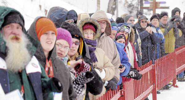 People watch the Biathlon World Cup women's 7.5K sprint race at the 10th Mountain Ski Center in Fort Kent Friday. About 800 people came to the event braving the cold and the wind and cold. People watch the Biathlon World Cup women's 7.5K sprint race at the 10th Mountain Ski Center in Fort Kent Friday. About 800 people came to the event braving the cold and the wind and cold.