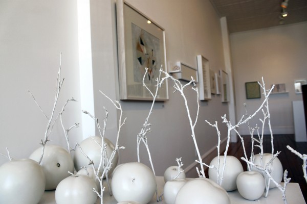 “Belly Ball”, a group of sculptures by Simon Van Der Ven is among works of art on display at Aarhus Gallery in Belfast on Tuesday as part of the exhibition “White,” which runs through Feb. 27. “Belly Ball”, a group of sculptures by Simon Van Der Ven is among works of art on display at Aarhus Gallery in Belfast on Tuesday as part of the exhibition “White,” which runs through Feb. 27.