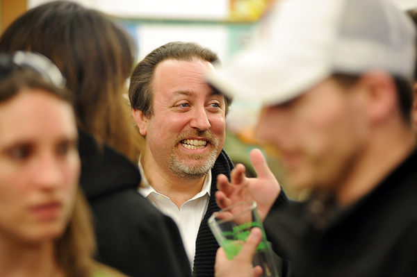Lucas Richman, conductor of the Bangor Symphony Orchestra, mingles with fellow attendees of Bangor's Greendrinks gathering at the offices of WBRC Architects-Engineers in downtown Bangor Tuesday. Lucas Richman, conductor of the Bangor Symphony Orchestra, mingles with fellow attendees of Bangor's Greendrinks gathering at the offices of WBRC Architects-Engineers in downtown Bangor Tuesday.