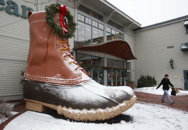 A shopper leaves the L.L. Bean retail store in Freeport, Maine. A shopper leaves the L.L. Bean retail store in Freeport, Maine.