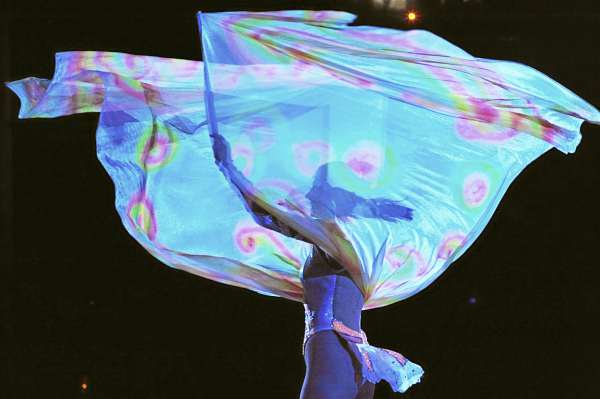 Daria Saveva of Bulgaria, a member of the Ritmos Duo with her husband Georgiev Seveva, gracefully envelopes herself in a flourescent veil during their performance at the Anah Temple Shrine Circus a the Bangor Auditorium Friday, April 29, 2011. The annual circus runs Friday through Sunday. Daria Saveva of Bulgaria, a member of the Ritmos Duo with her husband Georgiev Seveva, gracefully envelopes herself in a flourescent veil during their performance at the Anah Temple Shrine Circus a the Bangor Auditorium Friday, April 29, 2011. The annual circus runs Friday through Sunday.