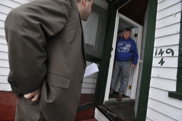 While making rounds in Bangor April 5, 2011, Bangor Policer Detective Erik Tall (left) checked in with several convicted sex offenders, including James Kelly (right) at Kelly's residence. Sex offenders in Maine are required to list their residence and report address changes if they decide to to move. When Stephen Marshall killed two men in Central Maine 5 years ago, Maine's online sex offender registry came under scrutiny. While making rounds in Bangor April 5, 2011, Bangor Policer Detective Erik Tall (left) checked in with several convicted sex offenders, including James Kelly (right) at Kelly's residence. Sex offenders in Maine are required to list their residence and report address changes if they decide to to move. When Stephen Marshall killed two men in Central Maine 5 years ago, Maine's online sex offender registry came under scrutiny.
