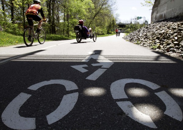 Bikers make their way along a bike path in Brunswick, Maine on Wednesday. The state of Maine was declared the second most bike-friendly state in the nation. The League of American Bicyclists says the ratings are based on a 95-question survey across six categories that include legislation, infrastructure and enforcement. Bikers make their way along a bike path in Brunswick, Maine on Wednesday. The state of Maine was declared the second most bike-friendly state in the nation. The League of American Bicyclists says the ratings are based on a 95-question survey across six categories that include legislation, infrastructure and enforcement.