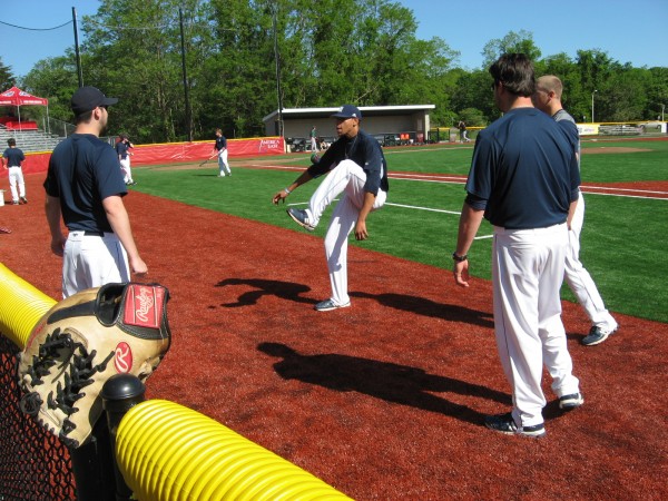 Members of the University of Maine pitching staff, including Jonathan Balentina (center) play hackey-sack to help loosen up for Wednesday's America East Baseball Championship first-round game at Joe Nathan Field in Stony Brook, N.Y. Members of the University of Maine pitching staff, including Jonathan Balentina (center) play hackey-sack to help loosen up for Wednesday's America East Baseball Championship first-round game at Joe Nathan Field in Stony Brook, N.Y.