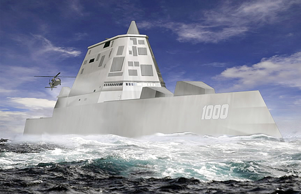 The DDG-1000 Zumwalt, the U.S. Navy's next-generation destroyer, shown in this rendering, has been funded to be built at Bath Iron Works in Maine and at Northrop Grumman's shipyard in Pascagoula, Miss. The DDG-1000 Zumwalt, the U.S. Navy's next-generation destroyer, shown in this rendering, has been funded to be built at Bath Iron Works in Maine and at Northrop Grumman's shipyard in Pascagoula, Miss.