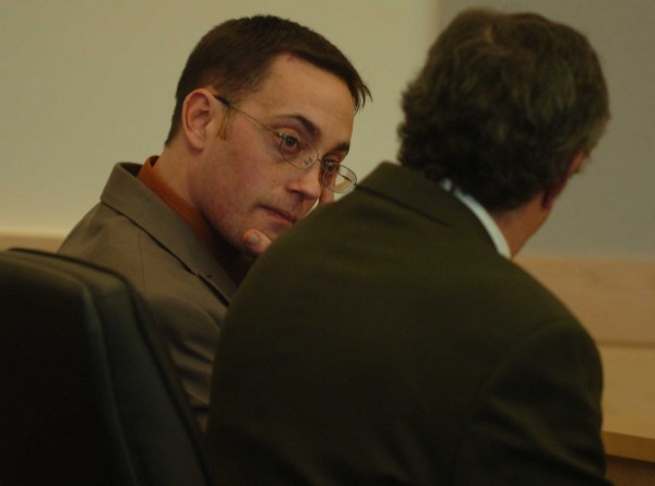 Nathaneal Nightingale confers with his attorney, Jeffrey Silverstein, following the verdicts at the conclusion of his trial on Tuesday, May 31, 2011, at the Penobscot Judicial Center in Bangor. Nightingale was found guilty of manslaughter, but not murder, in the November 2009 death of Michael Miller Sr., and also guilty of murder in the death of Miller's wife Valerie in the Miller's Webster Plantation home. Nathaneal Nightingale confers with his attorney, Jeffrey Silverstein, following the verdicts at the conclusion of his trial on Tuesday, May 31, 2011, at the Penobscot Judicial Center in Bangor. Nightingale was found guilty of manslaughter, but not murder, in the November 2009 death of Michael Miller Sr., and also guilty of murder in the death of Miller's wife Valerie in the Miller's Webster Plantation home.