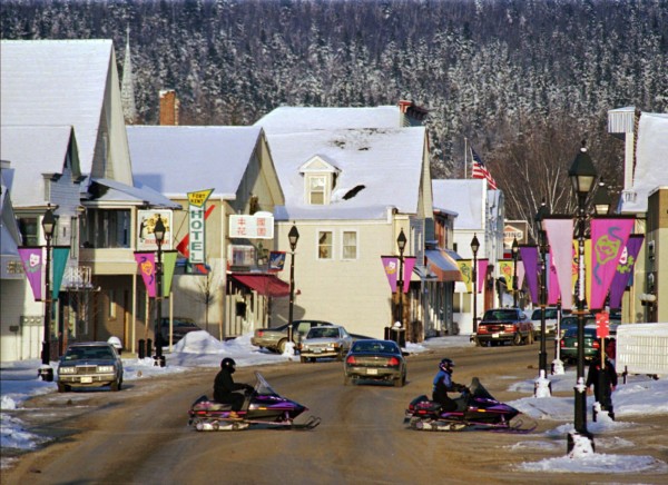 A pair of snowmobilers cross Main Street in Fort Kent, Maine in 1996. Sen. Olympia Snowe declared that tiny Fort Kent at the northernmost tip of Maine was the victim of "rural discrimination" after a federal contractor wrote that Fort Kent is "WAAAAAAYY off the beaten path," creating difficult logistics and grounds for rejecting a $125,000 federal grant aimed a preventing underage drinking. A pair of snowmobilers cross Main Street in Fort Kent, Maine in 1996. Sen. Olympia Snowe declared that tiny Fort Kent at the northernmost tip of Maine was the victim of "rural discrimination" after a federal contractor wrote that Fort Kent is "WAAAAAAYY off the beaten path," creating difficult logistics and grounds for rejecting a $125,000 federal grant aimed a preventing underage drinking.