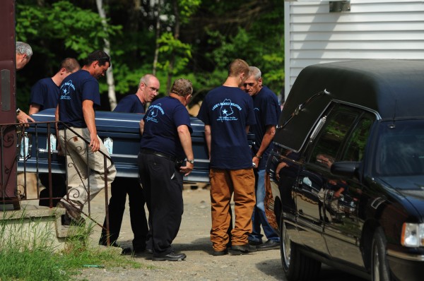 Family and friends of Steven Lake carry his casket from the Trinity Evangelical Free Church in Skowhegan on Friday, June 17, 2011, to a waiting hearse. Lake shot and killed his wife Amy and their children, Monica, 12, and Coty, 13, before killing himself on Monday, June 13, 2011 in Dexter. Family and friends of Steven Lake carry his casket from the Trinity Evangelical Free Church in Skowhegan on Friday, June 17, 2011, to a waiting hearse. Lake shot and killed his wife Amy and their children, Monica, 12, and Coty, 13, before killing himself on Monday, June 13, 2011 in Dexter.