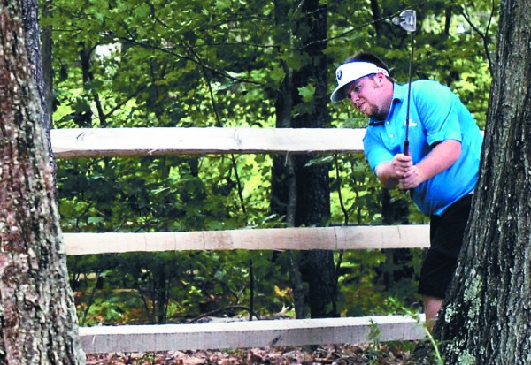 Ryan Gay of Augusta found himself well off the 12th fairway and in the woods during the second round of the 92nd annual Maine Amateur Championship at the Portland Country Club Wednesday, July 13, 2011. Despite the set back, Gay was among the leaders at the end of the day. Ryan Gay of Augusta found himself well off the 12th fairway and in the woods during the second round of the 92nd annual Maine Amateur Championship at the Portland Country Club Wednesday, July 13, 2011. Despite the set back, Gay was among the leaders at the end of the day.