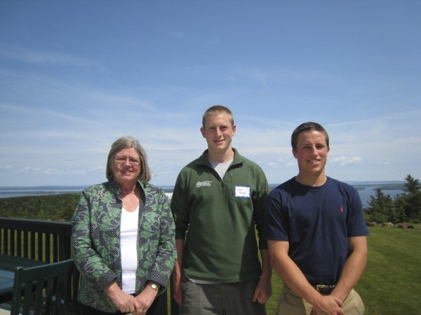 Camden Garden Club scholarship recipients Sam Vail and Asa Peats celebrate the moment with Meredith Scheck, club scholarship chairwoman (left). Camden Garden Club scholarship recipients Sam Vail and Asa Peats celebrate the moment with Meredith Scheck, club scholarship chairwoman (left).