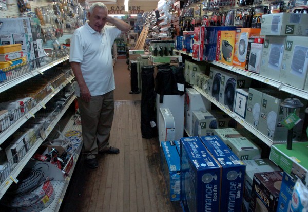 Sheldon Hartstone, owner of Fairmount Hardware in Bangor, surveys the store's dwindling inventory of fans on Thursday, July 21, 2011. The store has sold out of air conditioners. Sheldon Hartstone, owner of Fairmount Hardware in Bangor, surveys the store's dwindling inventory of fans on Thursday, July 21, 2011. The store has sold out of air conditioners.