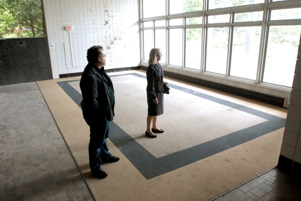 Elaine Clark, Executive Director of Facilities, Real Estate, and Planning, and Owen Smith, Director or Intermedia M.F.A. (Masters of Fine Arts) describe the changes coming to the Stewart Commons building as it is renovated and transformed into a state-of-the-art new media building. This is one of the many projects currently going on at the university. Elaine Clark, Executive Director of Facilities, Real Estate, and Planning, and Owen Smith, Director or Intermedia M.F.A. (Masters of Fine Arts) describe the changes coming to the Stewart Commons building as it is renovated and transformed into a state-of-the-art new media building. This is one of the many projects currently going on at the university.