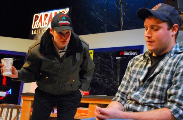 Jasmine Ireland (from left) and Dave Droxler during a dress rehearsal of "Last Gas." Jasmine Ireland (from left) and Dave Droxler during a dress rehearsal of "Last Gas."