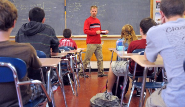 Bangor High School health teacher Joe Johnson talks to a group of freshmen about high risk behaviors Friday. Principal Paul Butler said that both in health and science classes the teachers talk about drug use and it's effects. The staff is working to include new information about bath salts that will be discussed in classes this fall. Bangor High School health teacher Joe Johnson talks to a group of freshmen about high risk behaviors Friday. Principal Paul Butler said that both in health and science classes the teachers talk about drug use and it's effects. The staff is working to include new information about bath salts that will be discussed in classes this fall.