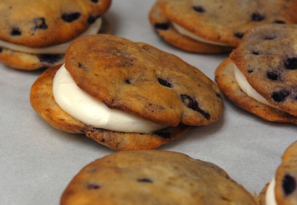 Blueberry whoopie pies, finished with a cream cheese frosting, are among the flavors included "whoopie pie mountain," a 4-foot replica of Mt. Katahdin set to be unveiled -- then devoured-- at the University of Maine in Orono's Hilltop Dining on Wednesday, Sept. 28, 2011. Blueberry whoopie pies, finished with a cream cheese frosting, are among the flavors included "whoopie pie mountain," a 4-foot replica of Mt. Katahdin set to be unveiled -- then devoured-- at the University of Maine in Orono's Hilltop Dining on Wednesday, Sept. 28, 2011.