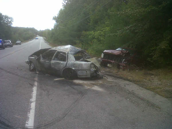 Steven Hazen, 62, of Boston, was driving this Ford sedan east on Route 302 near Hawthorne Road in Raymond when it was rear-ended as he slowed to turn into a driveway Friday. The crash led to two other vehicles being involved, the Cumberland County Sheriff's Department said. Hazen was hospitalized in Portland with serious injuries. Steven Hazen, 62, of Boston, was driving this Ford sedan east on Route 302 near Hawthorne Road in Raymond when it was rear-ended as he slowed to turn into a driveway Friday. The crash led to two other vehicles being involved, the Cumberland County Sheriff's Department said. Hazen was hospitalized in Portland with serious injuries.