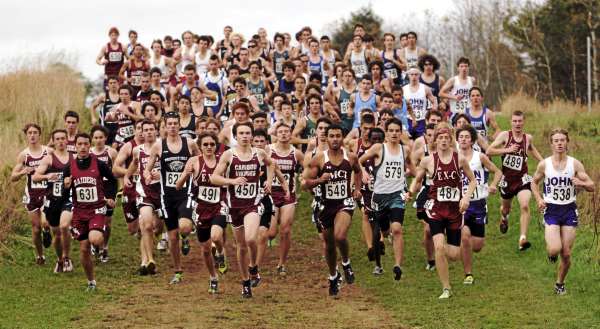Runners in the Class B Boys Eastern Maine Regional Cross Country Championships take to the 3.1-mile course at Troy Howard Middle School in Belfast on Saturday, October 22, 2011. Caribou won the team title. Runners in the Class B Boys Eastern Maine Regional Cross Country Championships take to the 3.1-mile course at Troy Howard Middle School in Belfast on Saturday, October 22, 2011. Caribou won the team title.