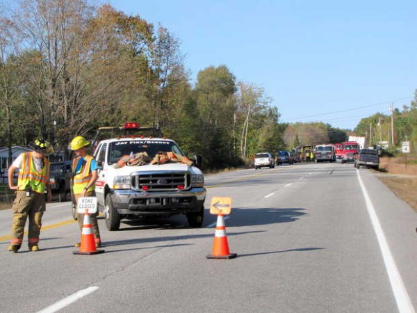Jay firefighters assist at the scene of a crash on Route 4 in Jay on Friday afternoon. Jay firefighters assist at the scene of a crash on Route 4 in Jay on Friday afternoon.