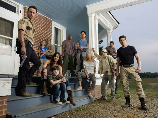 In this image released by AMC, the cast is seen from the second season of the AMC original series, "The Walking Dead," in Senoia, Ga.. In this image released by AMC, the cast is seen from the second season of the AMC original series, "The Walking Dead," in Senoia, Ga..