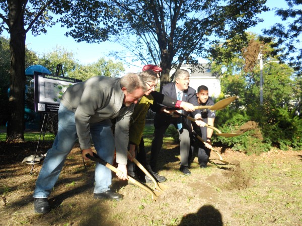 West End neighborhood residents and Portland city officials take part in the ceremony groundbreaking Thursday afternoon for a new park and playground on Taylor Street. West End neighborhood residents and Portland city officials take part in the ceremony groundbreaking Thursday afternoon for a new park and playground on Taylor Street.