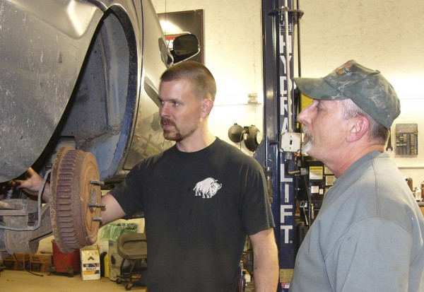Dominik Lobkowicz (left), the new proprietor of Silver Eagle Automotive in Washington, checks a vehicle with Bob deGroff (right), the former owner of the long-time auto repair service. Lobkowicz is offering Winter Safety Checks in exchange for donations to the Washington Food Bank Nov. 7 through Nov. 12, by appointment only. Dominik Lobkowicz (left), the new proprietor of Silver Eagle Automotive in Washington, checks a vehicle with Bob deGroff (right), the former owner of the long-time auto repair service. Lobkowicz is offering Winter Safety Checks in exchange for donations to the Washington Food Bank Nov. 7 through Nov. 12, by appointment only.