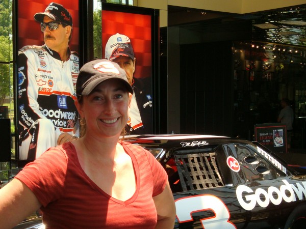 University of New England Assistant Prof. Lara Carlson is seeking to conduct breakthrough research on the physiological stresses faced by stock car drivers. Carlson is seen here posing with the black No. 3 Goodwrench car of the late NASCAR star Dale Earnhardt Sr. University of New England Assistant Prof. Lara Carlson is seeking to conduct breakthrough research on the physiological stresses faced by stock car drivers. Carlson is seen here posing with the black No. 3 Goodwrench car of the late NASCAR star Dale Earnhardt Sr.