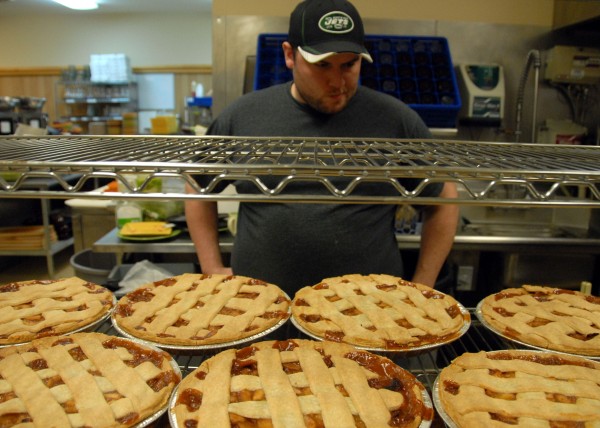 Gillmor's Restaurant manager and head chef Cole Averill baked dozens of pies Wednesday for a free Thanksgiving Day dinner it will offer on Thursday, Nov. 23, 2011. Gillmor's Restaurant manager and head chef Cole Averill baked dozens of pies Wednesday for a free Thanksgiving Day dinner it will offer on Thursday, Nov. 23, 2011.