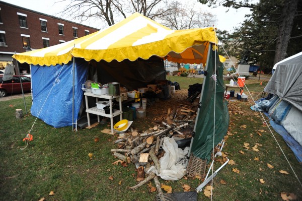 The Occupy Bangor food preparation tent in Peirce Park as seen on Wednesday, Nov. 16, 2011. The Occupy Bangor food preparation tent in Peirce Park as seen on Wednesday, Nov. 16, 2011.